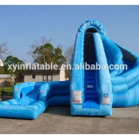 Customize blue inflatable curve wave slide for sale